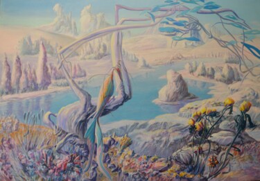 绘画 标题为“paysage n°15” 由Yves Gaudillat, 原创艺术品, 丙烯 安装在木质担架架上