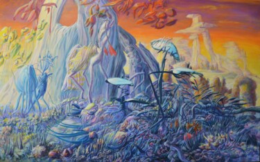 绘画 标题为“paysage n°16” 由Yves Gaudillat, 原创艺术品, 丙烯 安装在木质担架架上