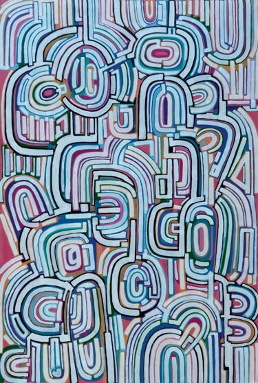 Painting titled "Pathways of Thought" by Samantha Malone, Original Artwork, Acrylic