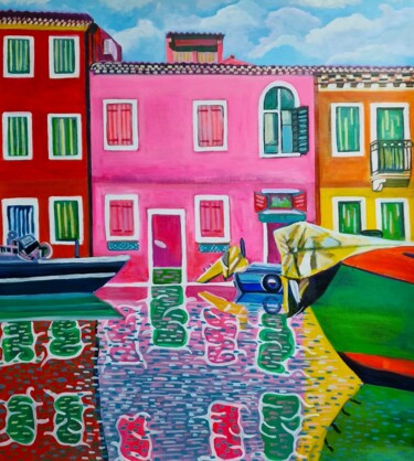 Painting titled "Venice ( Burano )" by Alexandra Djokic, Original Artwork, Acrylic