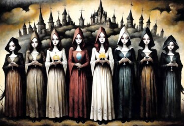 绘画 标题为“Gathering” 由Alexandr Kuznetsov, 原创艺术品, 丙烯 安装在木质担架架上