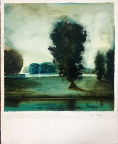 Painting titled "le veilleur" by Eric Herrmann, Original Artwork, Oil Mounted on Wood Stretcher frame