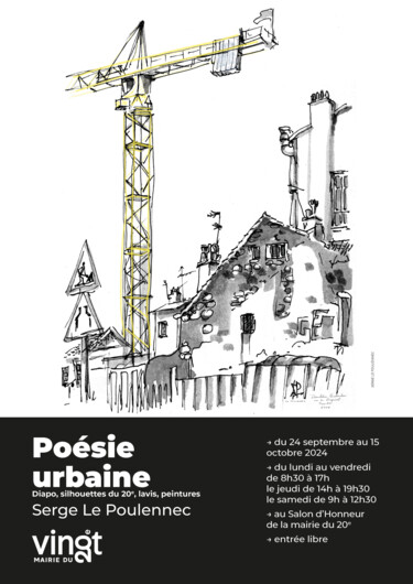 Exposition POESIE URBAINE - 20 m de dessin continu Dessin intitulée "Exposition POESIE U…" par Serge Le Poulennec, Œuvre d'art originale, Acrylique