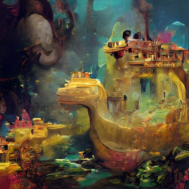 绘画 标题为“THE YELLOW SUBMARIN…” 由Christian Bucher, 原创艺术品, 丙烯 安装在木质担架架上