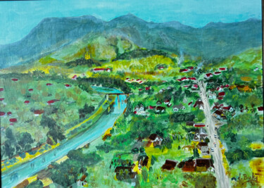 Peinture intitulée "Vue de LUANG PRABAN…" par Daniel Bukō, Œuvre d'art originale, Acrylique Monté sur Châssis en bois
