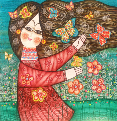 Butterfly Melody Peinture intitulée "Butterfly Melody" par Armen Vahramyan, Œuvre d'art originale, Huile Monté sur Châssis en bois