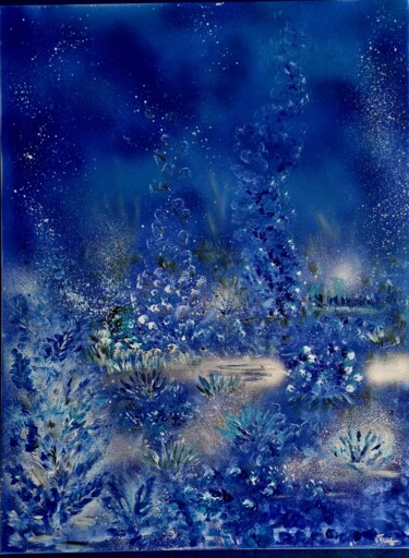 「La nuit bleue」というタイトルの絵画 Valentine Dhinautによって, オリジナルのアートワーク, アクリル
