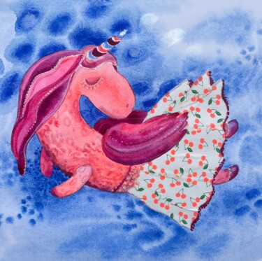 Spring Unicorn “Mothers also need to fly “ "Spring Unicorn “Mot…" başlıklı Tablo Valentina Pushkareva tarafından, Orijinal sanat, Suluboya