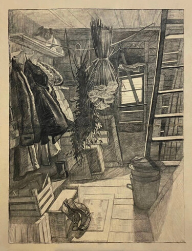 Disegno intitolato "Старый дом" da Anastasiia Goreva, Opera d'arte originale, Carbone