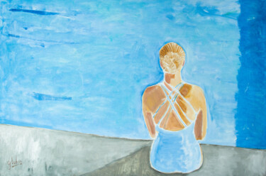 Painting titled "Sitting on the edge…" by Evgeny Globenko, Original Artwork, Oil