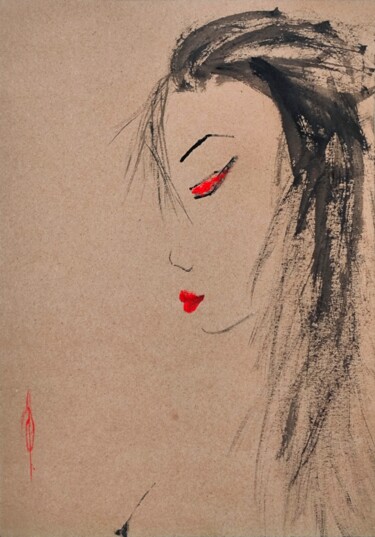 Dessin intitulée "Isabelle" par Olesya Nikolaeva, Œuvre d'art originale, Encre