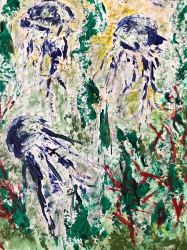 "Méduses" başlıklı Tablo Claudine Janel tarafından, Orijinal sanat, Akrilik Karton üzerine monte edilmiş