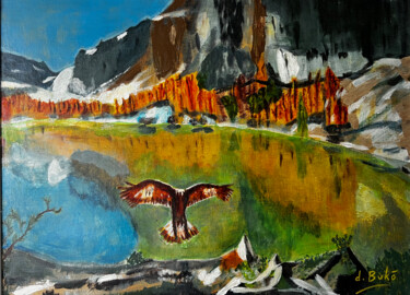 Peinture intitulée "L'aigle approche so…" par Daniel Bukō, Œuvre d'art originale, Acrylique Monté sur Châssis en bois
