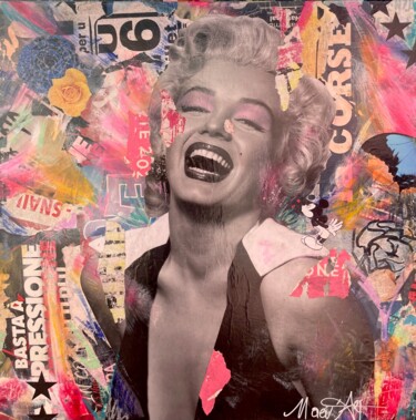 拼贴 标题为“Marilyn Monroe” 由Maëva Stara, 原创艺术品, 丙烯 安装在木质担架架上