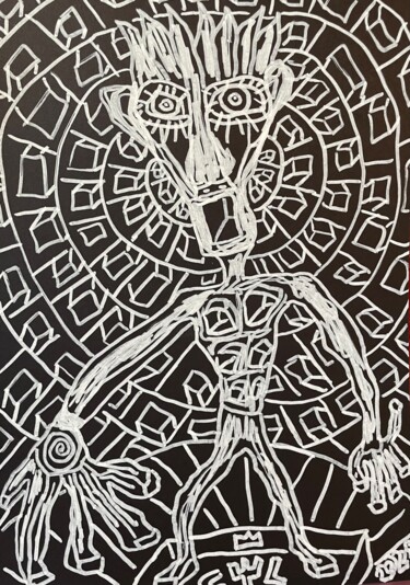 Dibujo titulada "With on hand he giv…" por Christophe Verger-Lecocq, Obra de arte original, Rotulador