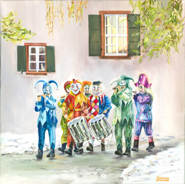 Pintura intitulada "Basler Fastnach" por Anastasia Ofitserova, Obras de arte originais, Acrílico