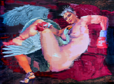 Leda and The Swan Malarstwo zatytułowany „Leda and The Swan” autorstwa Gerry Chapleski, Oryginalna praca, Olej Zamontowany na Drewniana rama n…