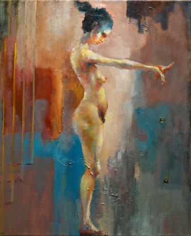 Malerei mit dem Titel "playing in the autu…" von Pavel Filin, Original-Kunstwerk, Öl Auf Keilrahmen aus Holz montiert