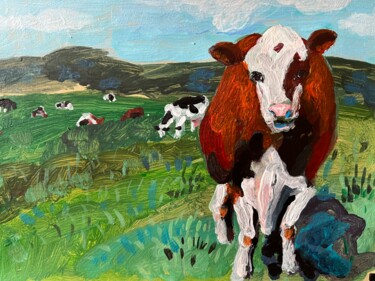 Cow in the meadow 绘画 标题为“Cow in the meadow” 由Toriart29, 原创艺术品, 丙烯