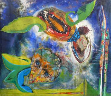 Painting titled "conversation sauvag…" by Véronique Egloff, Original Artwork, Acrylic