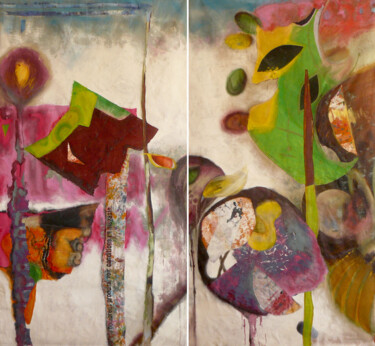 Painting titled "conversation sauvag…" by Véronique Egloff, Original Artwork, Acrylic