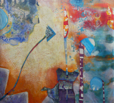 Painting titled "conversation sauvag…" by Véronique Egloff, Original Artwork, Acrylic