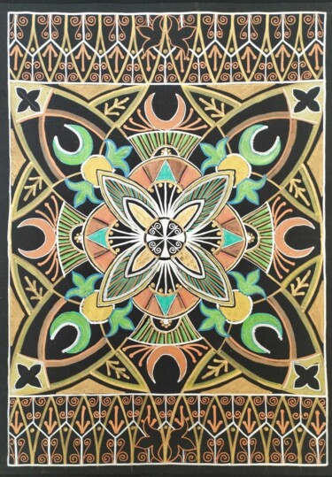 LES QUATRE LUNES VERTES 「LES QUATRE LUNES VE…」というタイトルの描画 Karima Crespによって, オリジナルのアートワーク, アクリル