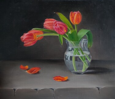 Painting titled "Тюльпаны" by Galina Kukhtenkova, Original Artwork, Oil