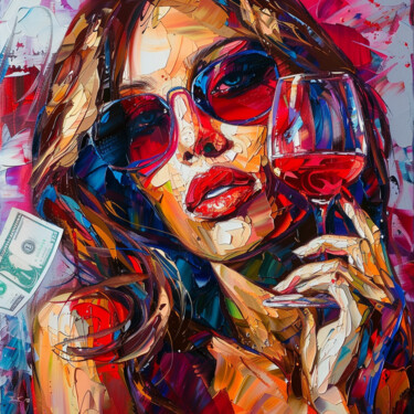 数字艺术 标题为“Sunglasses and wine…” 由Nataly Ustinova, 原创艺术品, AI生成的图像