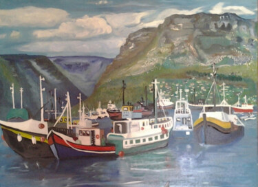 Schilderij getiteld "Unique Hout Bay Mom…" door Glodina Van Zyl, Origineel Kunstwerk, Olie
