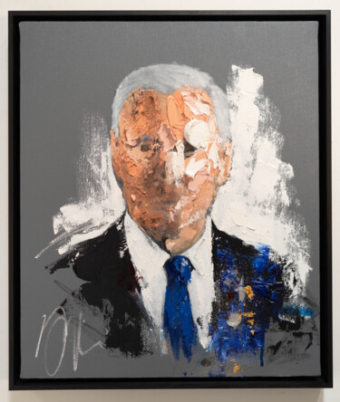 UNTITLED Portrait work (Joe Biden) 绘画 标题为“UNTITLED Portrait w…” 由Tomoya Nakano, 原创艺术品, 油 安装在木质担架架上