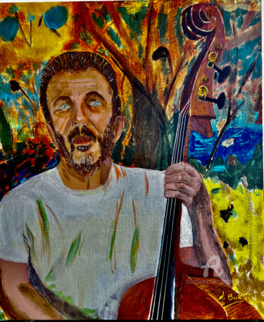 Pierre à la contrebasse Peinture intitulée "Pierre à la contreb…" par Daniel Bukō, Œuvre d'art originale, Acrylique Monté sur Châssis en bois