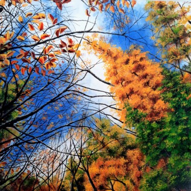 Картина под названием "Sky and trees" - Fineartderya, Подлинное произведение искусства, Акрил