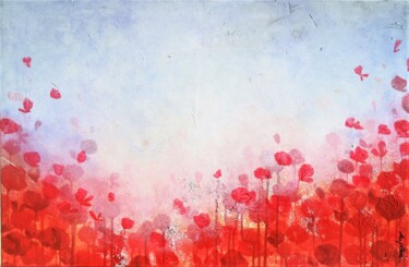 "Rouge Grenadine" Peinture intitulée ""Rouge Grenadine"" par Sophie Duplain, Œuvre d'art originale, Acrylique Monté sur Châssis en bois