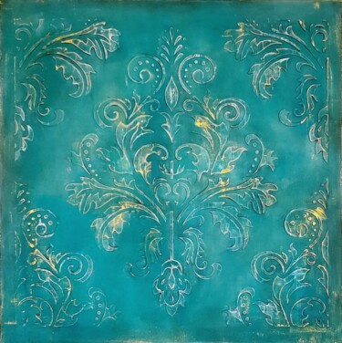 Rustic Turquoise Canvas 绘画 标题为“Rustic Turquoise Ca…” 由Fineartderya, 原创艺术品, 丙烯