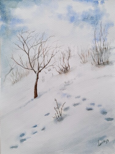 绘画 标题为“Winter Landscape” 由Fineartderya, 原创艺术品, 水彩