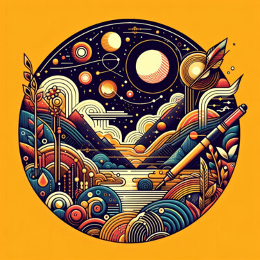 Arts numériques intitulée "Cosmic Harmony" par Lucian Valerius Aeternus, Œuvre d'art originale, Peinture numérique