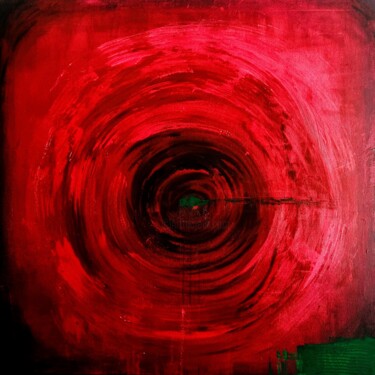 Painting titled "RED CIRCLE" by Katarzyna Jasyk, Original Artwork, Acrylic