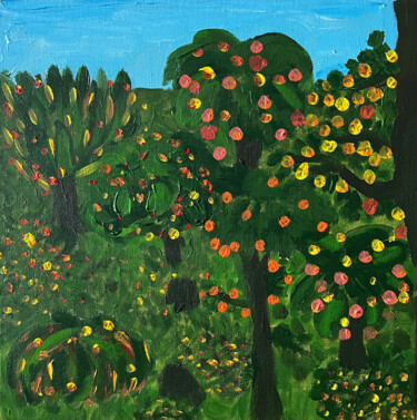 Painting titled "Gan Eden" by Joseph Rethlin, Original Artwork, Acrylic Mounted on Wood Stretcher frame