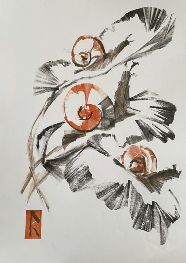 Painting titled "Улитки на растениях" by Andreas Fusti, Original Artwork, Watercolor