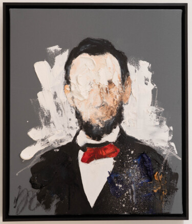 UNTITLED Portrait work (Abraham Lincoln) Peinture intitulée "UNTITLED Portrait w…" par Tomoya Nakano, Œuvre d'art originale, Huile Monté sur Châssis en bois