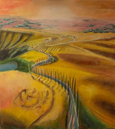 Картина под названием "Road to the clouds" - Marina Degtyareva, Подлинное произведение искусства, Масло