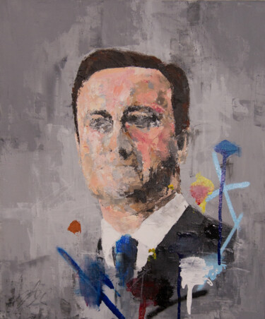 Portrait work untitled (David Cameron) Peinture intitulée "Portrait work untit…" par Tomoya Nakano, Œuvre d'art originale, Huile Monté sur Châssis en bois