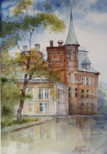 Painting titled "Старый город2" by Anna Dobrodii, Original Artwork, Watercolor