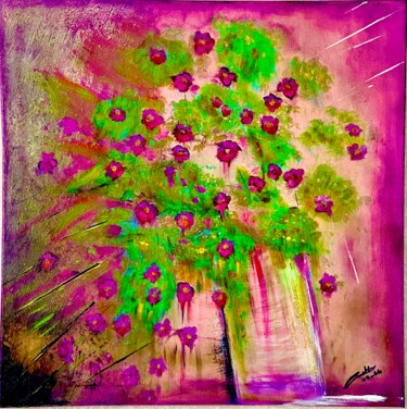Pensées de violettes sauvages 绘画 标题为“Pensées de violette…” 由Véronique Constantin, 原创艺术品, 丙烯 安装在木质担架架上