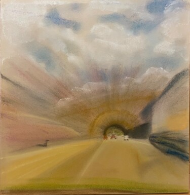 Dessin intitulée "Le pont" par Agnès M, Œuvre d'art originale, Pastel Monté sur Châssis en bois