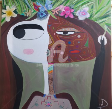 Peinture intitulée "Maorie de Nouvelles…" par Dominique De Roo, Œuvre d'art originale, Acrylique Monté sur Châssis en bois