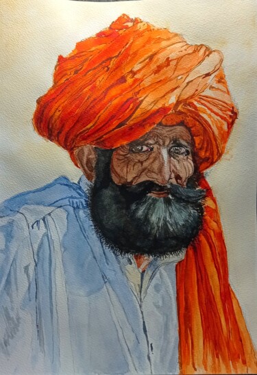 Peinture intitulée "regard" par Pascal Douffet, Œuvre d'art originale, Aquarelle