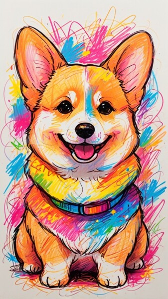Digital Arts titled "Dog couleurs" by Caprice, Original Artwork, AI generated image