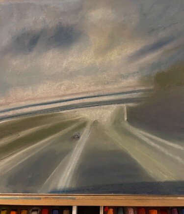 Drawing titled "Lepont de la franci…" by Agnès M, Original Artwork, Pastel Mounted on Wood Stretcher frame